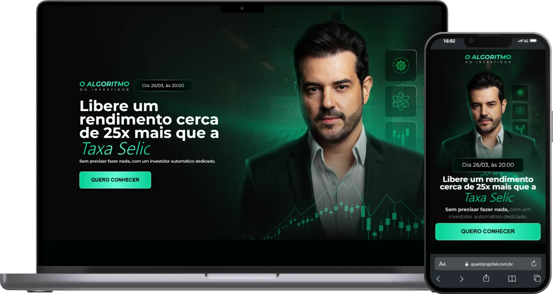 Mockup site O Algoritmo do Investidor